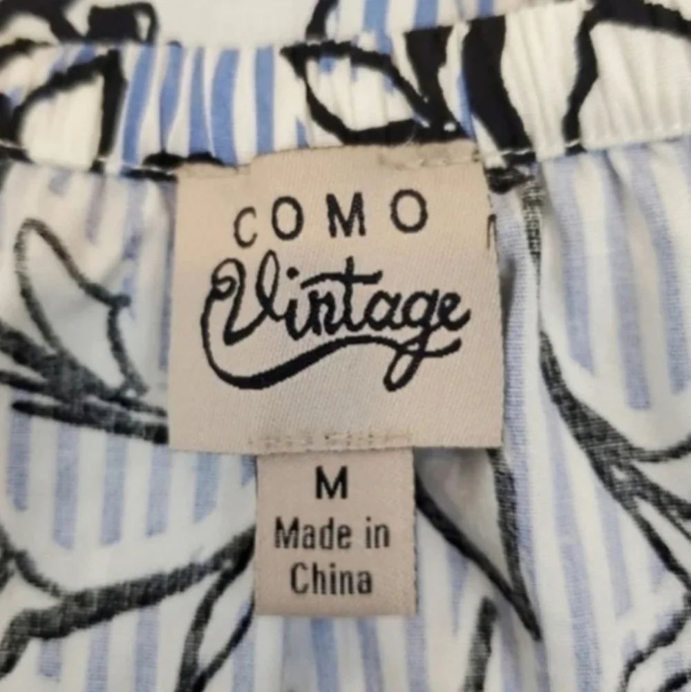 NEW Como vintage blue stripe floral 3/4 sleeve Dress